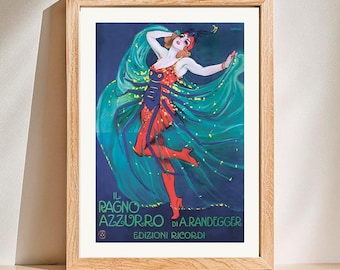 Leopoldo Metlicovitz Woman Print: Ragno Azzurro Opera Poster