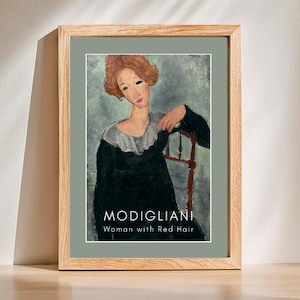 Amedeo Modigliani Woman with Red Hair, 1917 (Cropped) Print,Portrait Paintings of Women,Portrait Paintings of Females,DIGITAL DOWNLOAD