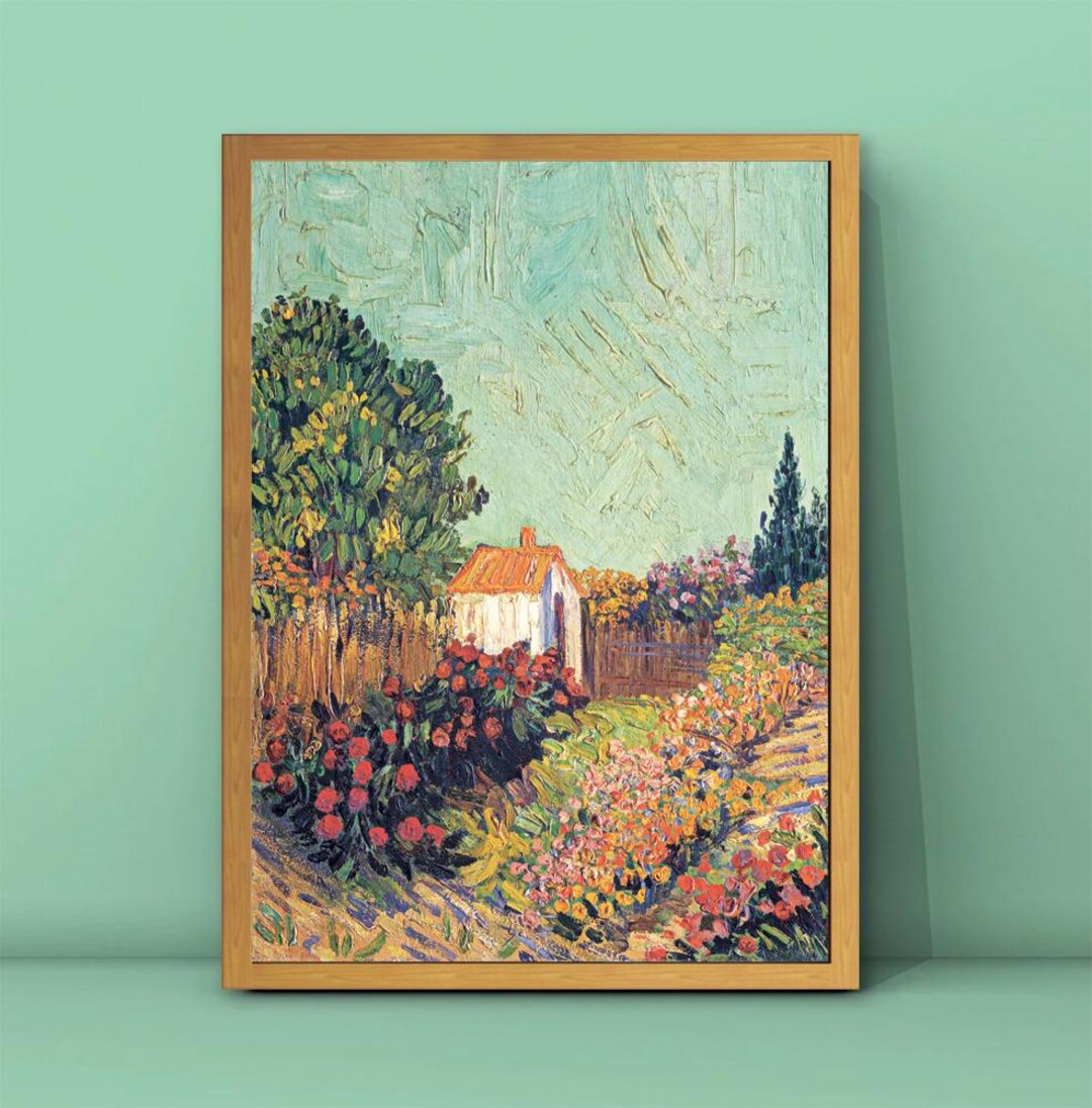 ゴッホの花咲く果樹園のプリント：ヴィンテージ風景画（デジタル