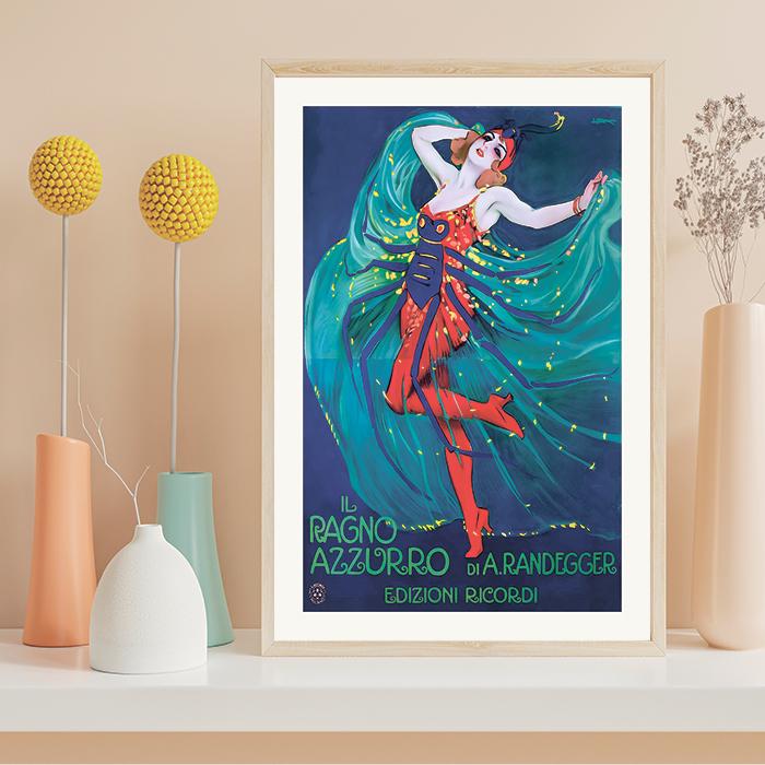 アートポスターNO３（16368） Leopoldo Metlicovitz Woman Print: Ragno Azzurro Opera Poster