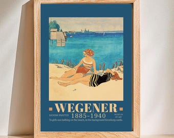 Gerda Wegener Print: Vintage Beach Scene, Kronborg Castle (Digital Download)