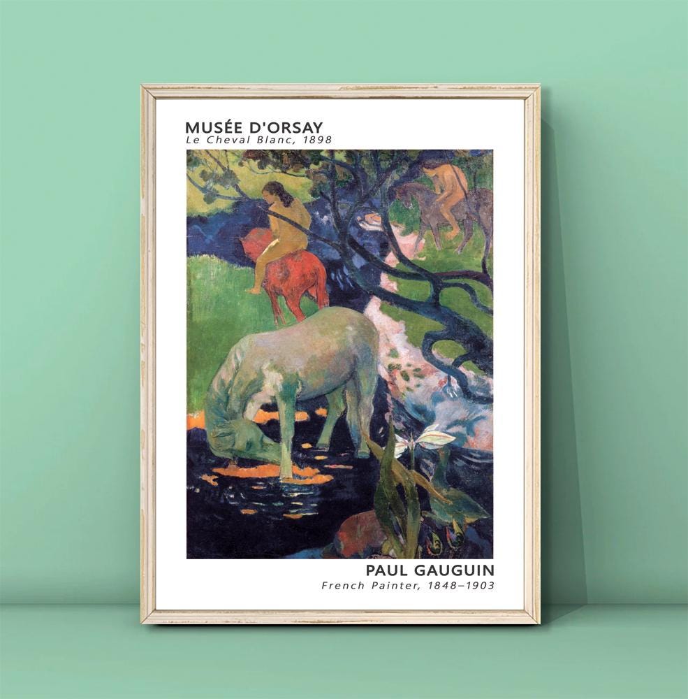 Gauguin Le Cheval Blanc Print: Vintage Horse Landscape (digital