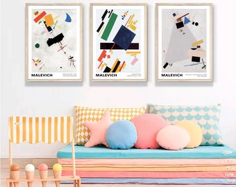 Set of 3 Kazimir Malevich Composition Print,Malevich Painting,Suprematist Composition Poster,Geometric Abstract Poster,DIGITAL DOWNLOAD.