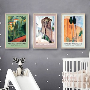 Printable Set of 3 Amedeo Modigliani Landscape Print,Instant Download Modigliani Poster,Vintage Painting,Vintage Poster,Vintage Wall Decor