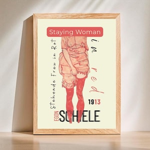 Egon Schiele Staying Woman in Red Print,Schiele Painting,Museum of Art,Woman Drawings by Egon Schiele,Bedroom Wall Art,DIGITAL DOWNLOAD