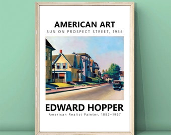 Edward Hopper, Sun on Prospect Street, 1934 Print Wall Art,Hopper Painting,Hopper Vintage Street Poster,Realism Poster,DIGITAL DOWNLOAD