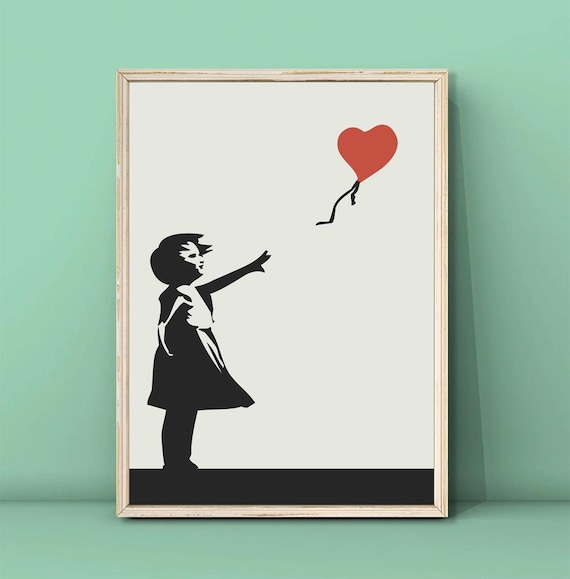 Banksy girl with red balloon wcp ポスター 【公式通販】
