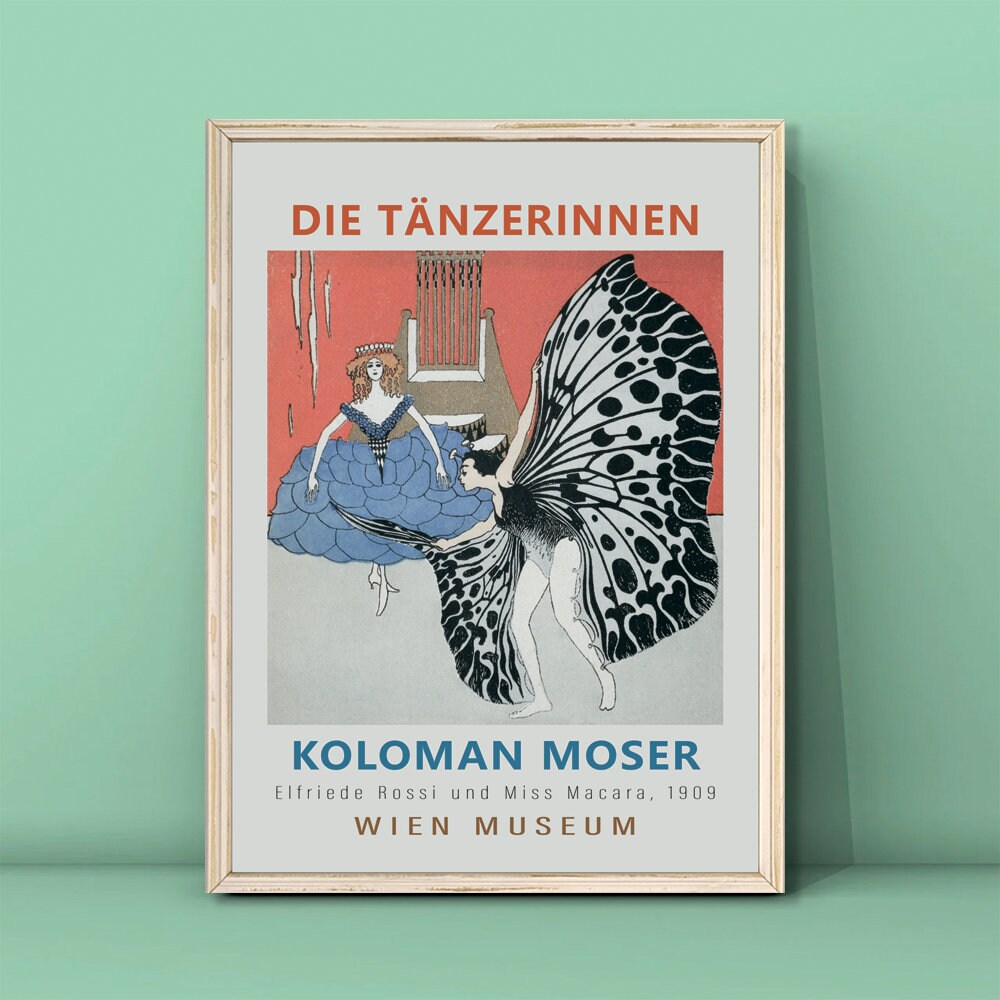 Dance by Koloman Moser Print,Die Tänzerinnen Elfriede Rossi und Miss Macara,Dancer Poster,Koloman Moser Painting,DIGITAL DOWNLOAD