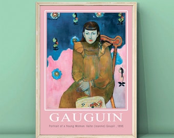 Impresión de Paul Gauguin: Retrato de una mujer joven, Retrato cautivador, Pinturas de mujeres sentadas, Pintura de Gauguin, Pintura rosa, DESCARGA DIGITAL