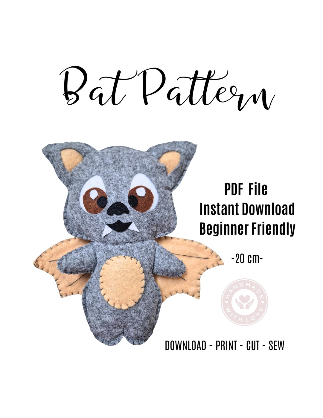 DIY Felt BAT Toy PDF Pattern | Step-by-step Hand-sewing Instructions ...