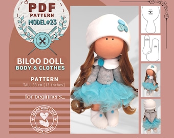 Rag Doll Sewing Pattern PDF: 33cm Biloo Doll DIY (Digital Download)