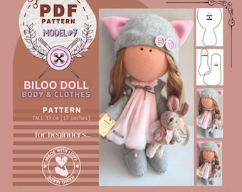 Rag Doll Sewing Pattern PDF: 33cm Biloo Doll DIY (Digital Download)