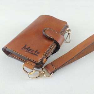 Minimalist Women Zipper Wallet, Women Leather Wallet,Coin Pocket, Monogram purse, Personalized Women's Genuine Leather Wallet, Gift for Her
