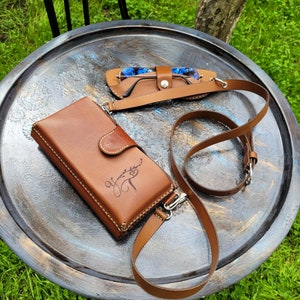 Monedero de piel para mujer, Monedero de piel con cremallera, Funda para iPhone, Cartera de viaje cruzada, Bolso de hombro para iPhone 15, Minibolso de hombro