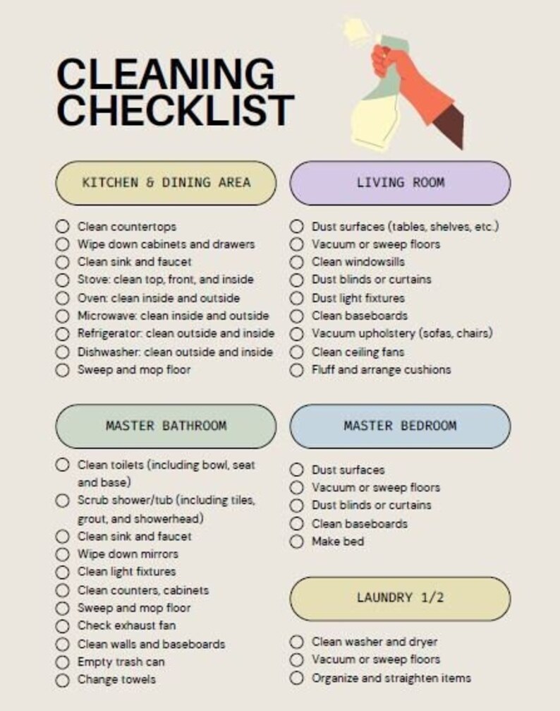 Cleaning Checklist Airbnb Cleaning List for Cleaners Rental Cleaning