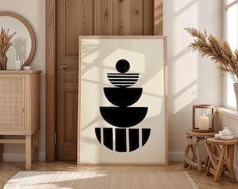 Zwart-wit kunstafdrukken, prints uit het midden van de eeuw, moderne muurkunst, boho muurkunst, boho chic kunstafdrukken, afdrukbare bohokunst, boho digitale prints