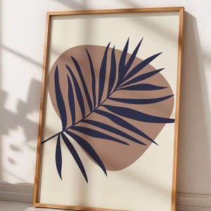 Boho Leaves Wall Art Set of 3 - Printable Digital Prints | Neutral Colors | Mid-Century Modern & Abstract | Instant Download | home decor image 3