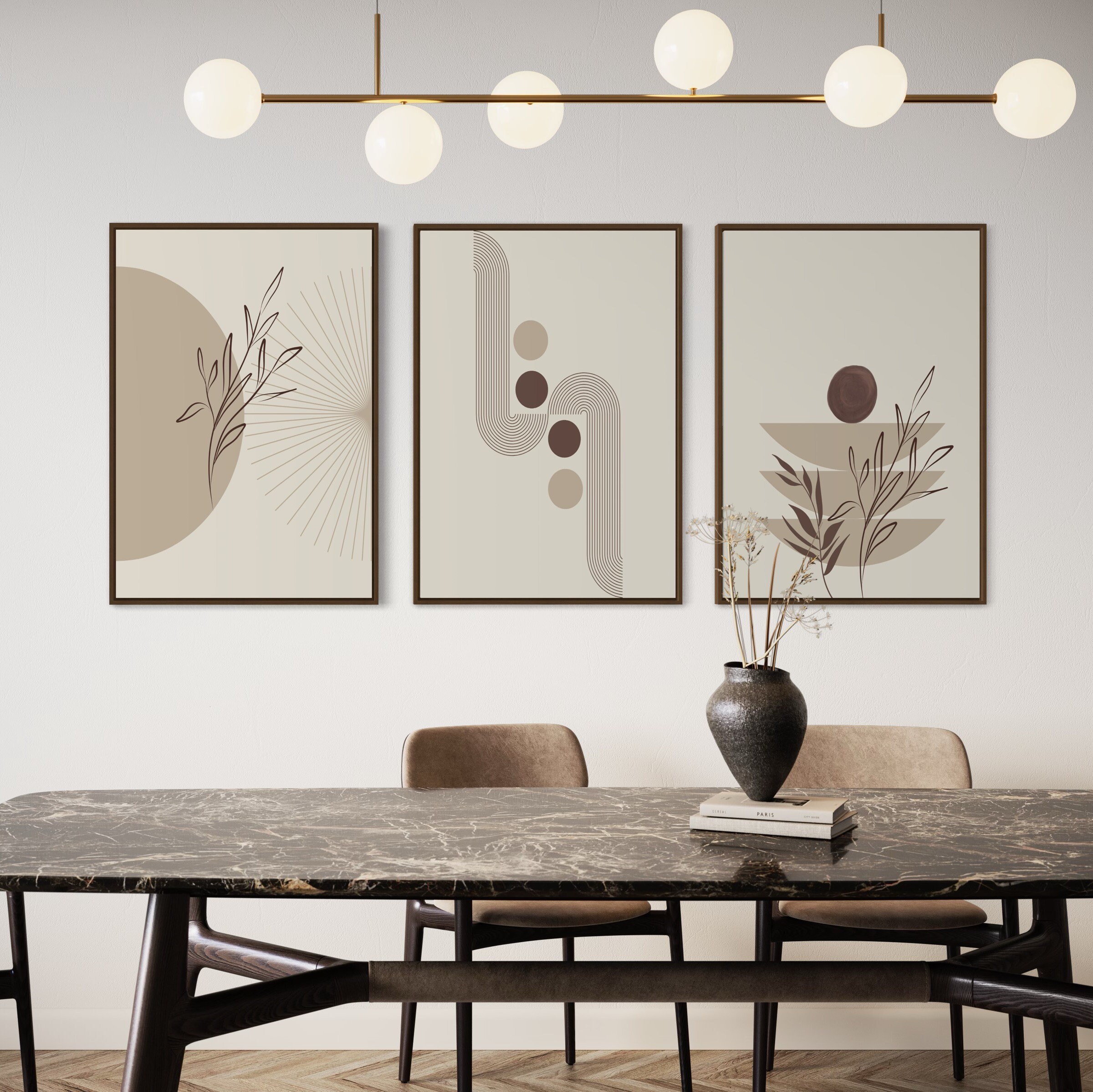 Boho Abstract Wall Art Prints, Boho Wall Decor, Set of 3 Prints, Boho ...