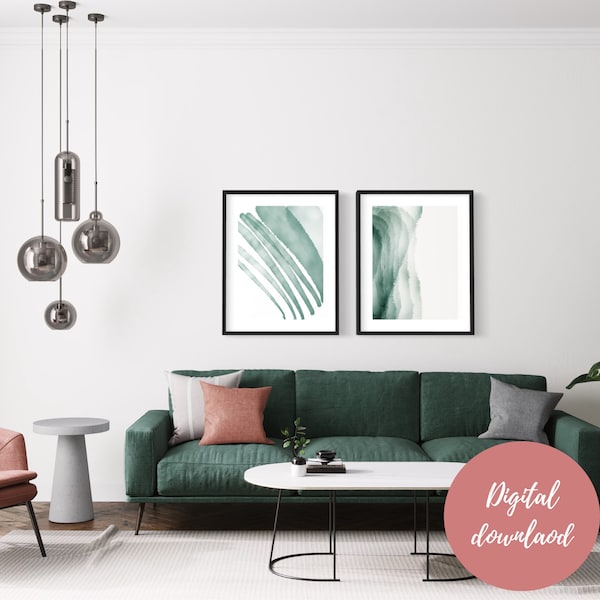 Modern Abstract Wall Art Set of 2 -Printable Digital Prints | Mid Century Printable Wall Art | Instant Download print | Minimalist homeDecor