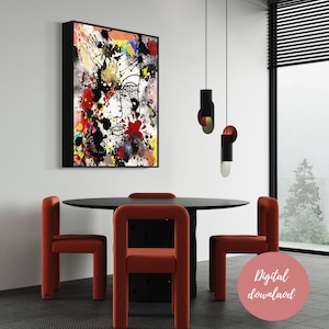 Abstract Wall Art Print Modern Wall Print Face Black and White Wall Art , Abstract Wall Prints, Modern Digital Prints living room bedroom