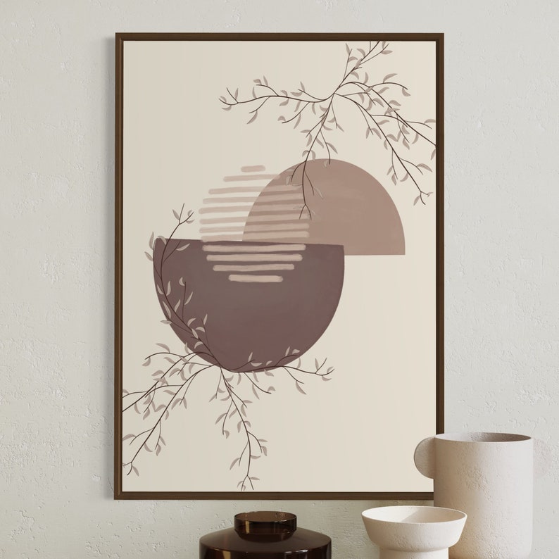 Printable Brown Mid Century Modern Boho Wall Art Set of 3 Prints ...