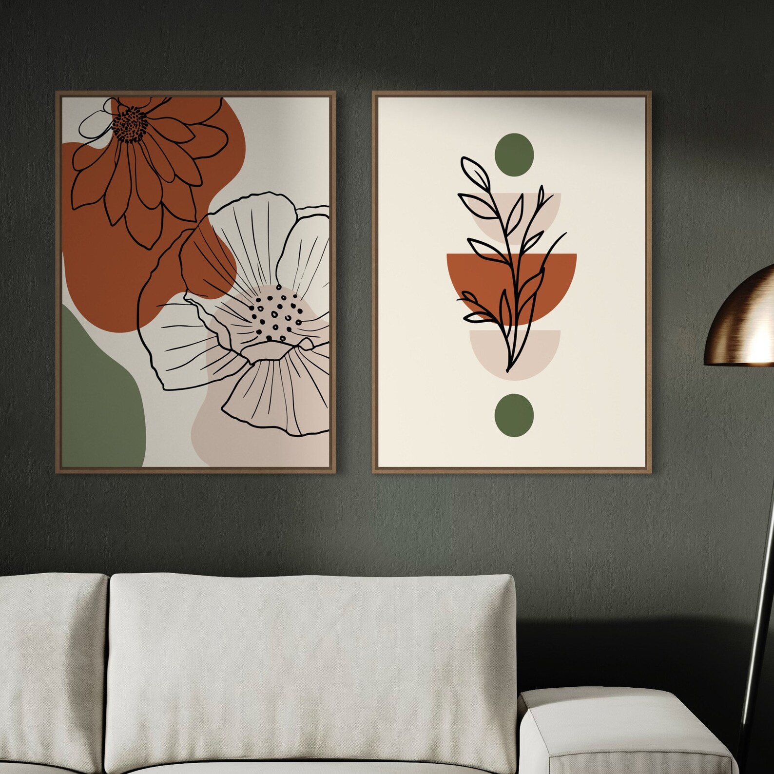 Boho Abstract Wall Art Prints, Boho Wall Decor, Set of 2 Prints, Boho ...