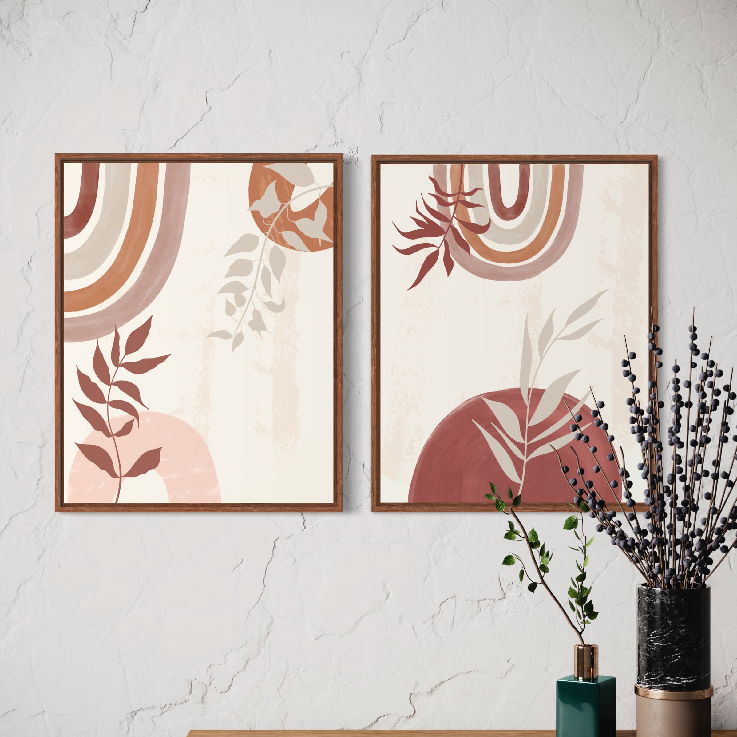 Boho Abstract Wall Art Prints, Boho Wall Decor, Set of 3 Prints, Boho ...