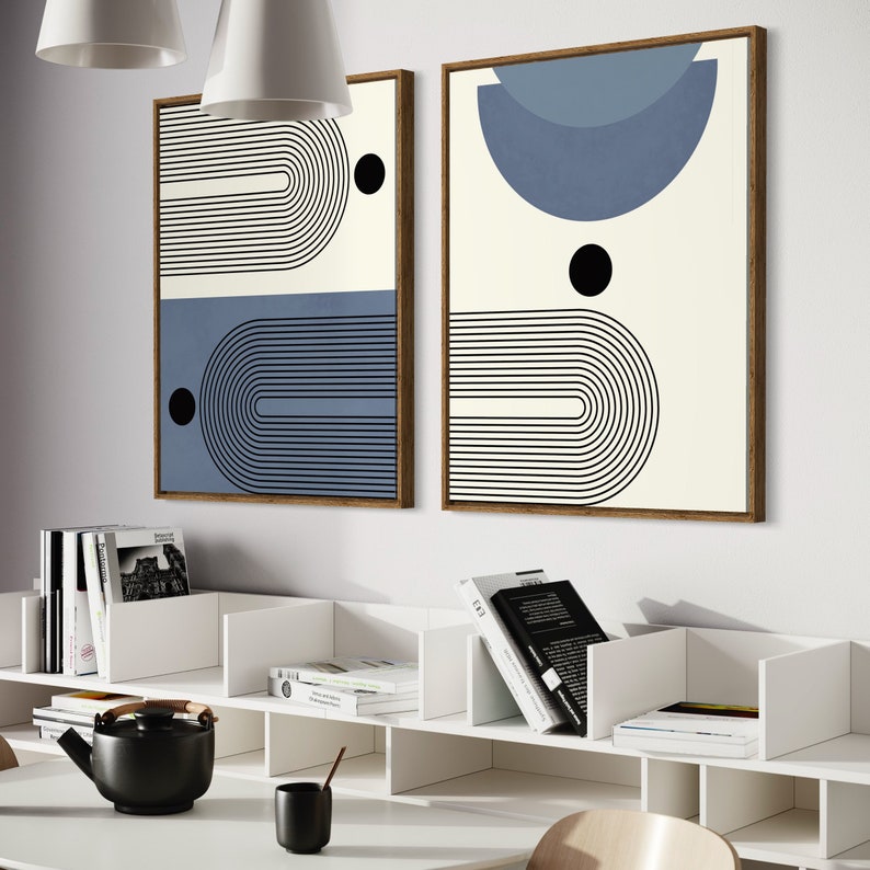 Mid Century Art Prints Set of 3, Neutral Modern Wall Art Decor, Boho ...