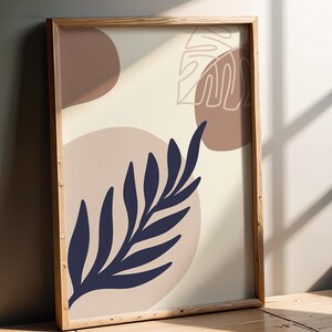 Boho Leaves Wall Art Set of 3 - Printable Digital Prints | Neutral Colors | Mid-Century Modern & Abstract | Instant Download | home decor image 4