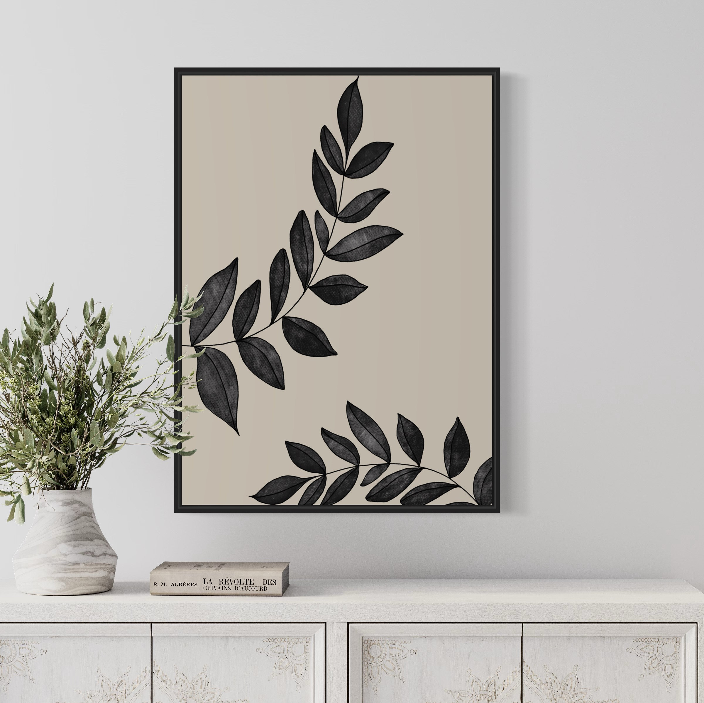 Printable Beige Black Mid Century Modern Wall Art Set of 2 - Etsy
