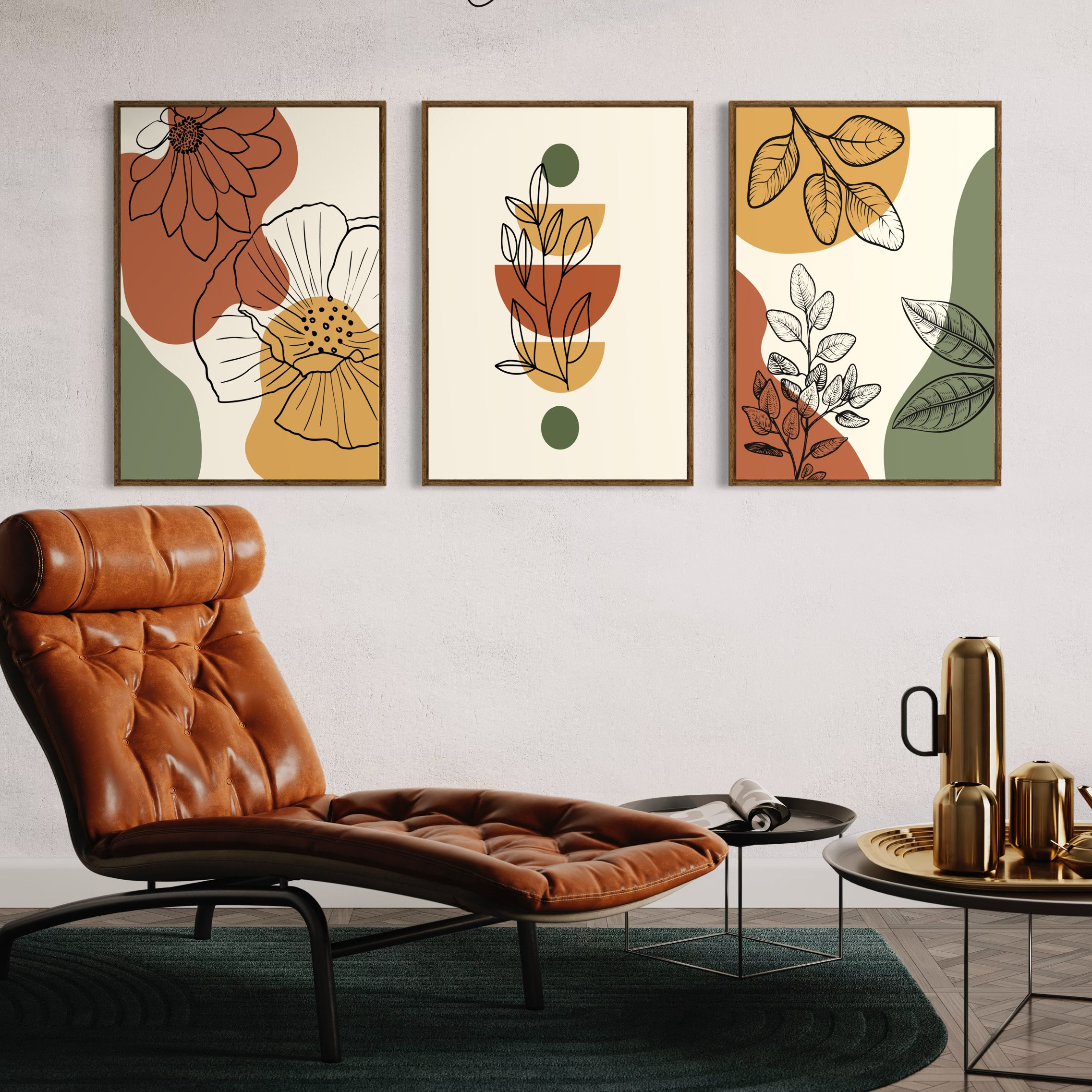 Boho Abstract Wall Art Prints, Boho Wall Decor, Set of 3 Prints, Boho ...