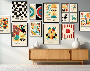 Bauhaus Poster, Bauhaus Art Posters set of 13 prints, Bauhaus Wall Art, Colorful Wall Art prints, Digital Abstract Geometric Modern Bundle