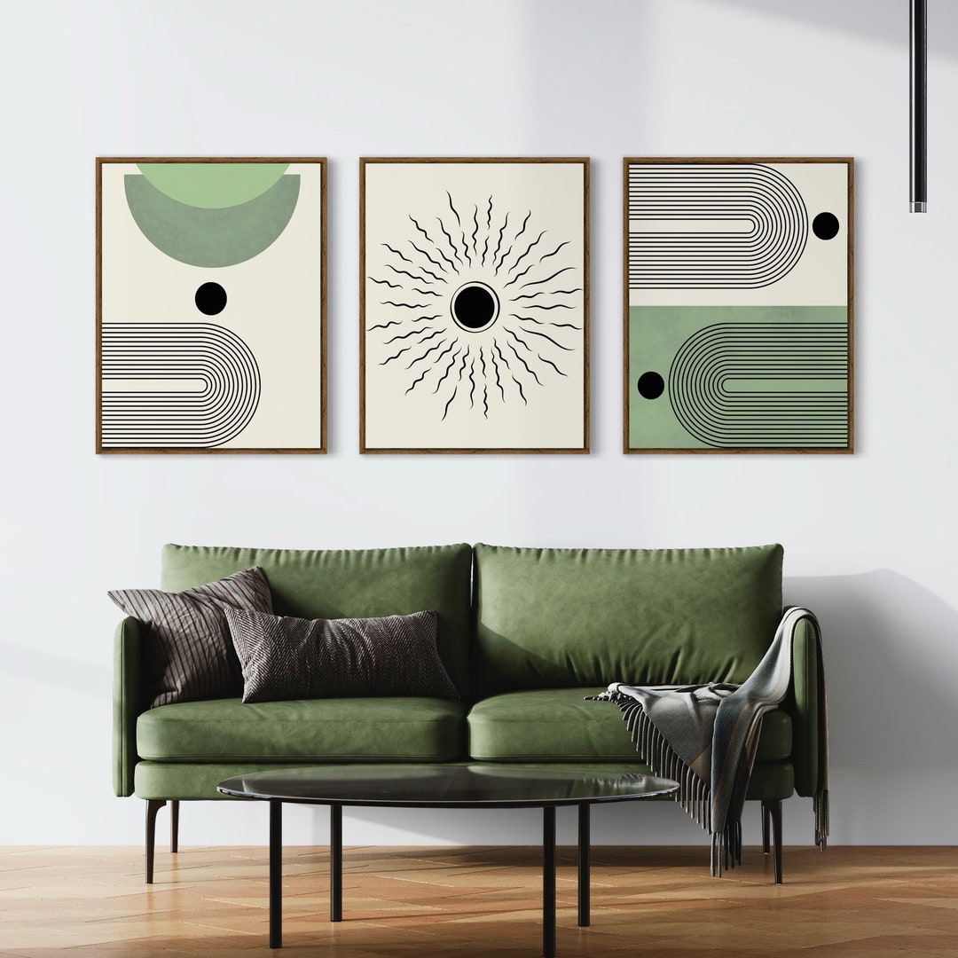Mid Century Art Prints Set of 3, Neutral Modern Wall Art Decor, Boho ...