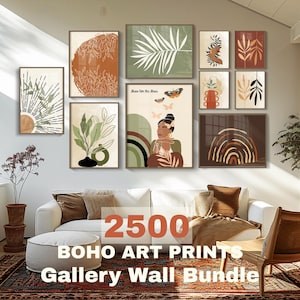 2500 Boho Wall Art Prints Bundle, Complete Gallery Wall Printable Set, Neutral Modern Bohemian Decor, Instant Download, Gallery Wall Bundle