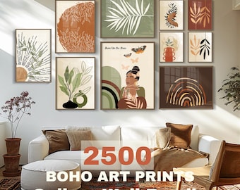 2500 Boho Wall Art Prints Bundle, Complete Gallery Wall Printable Set, Neutral Modern Bohemian Decor, Instant Download, Gallery Wall Bundle