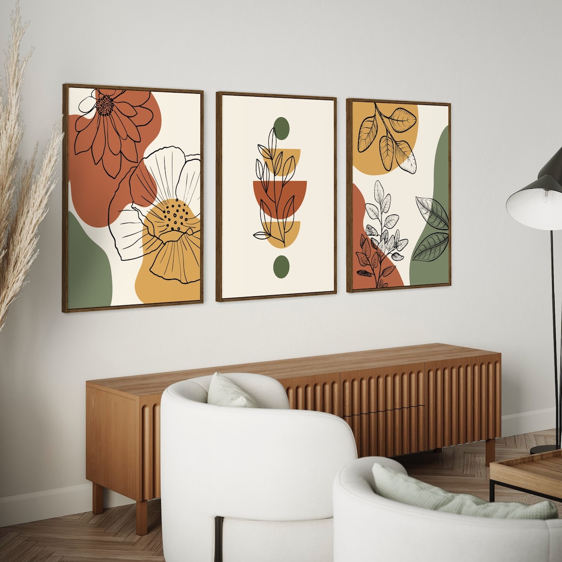 Boho Abstract Wall Art Prints, Boho Wall Decor, Set of 3 Prints, Boho ...