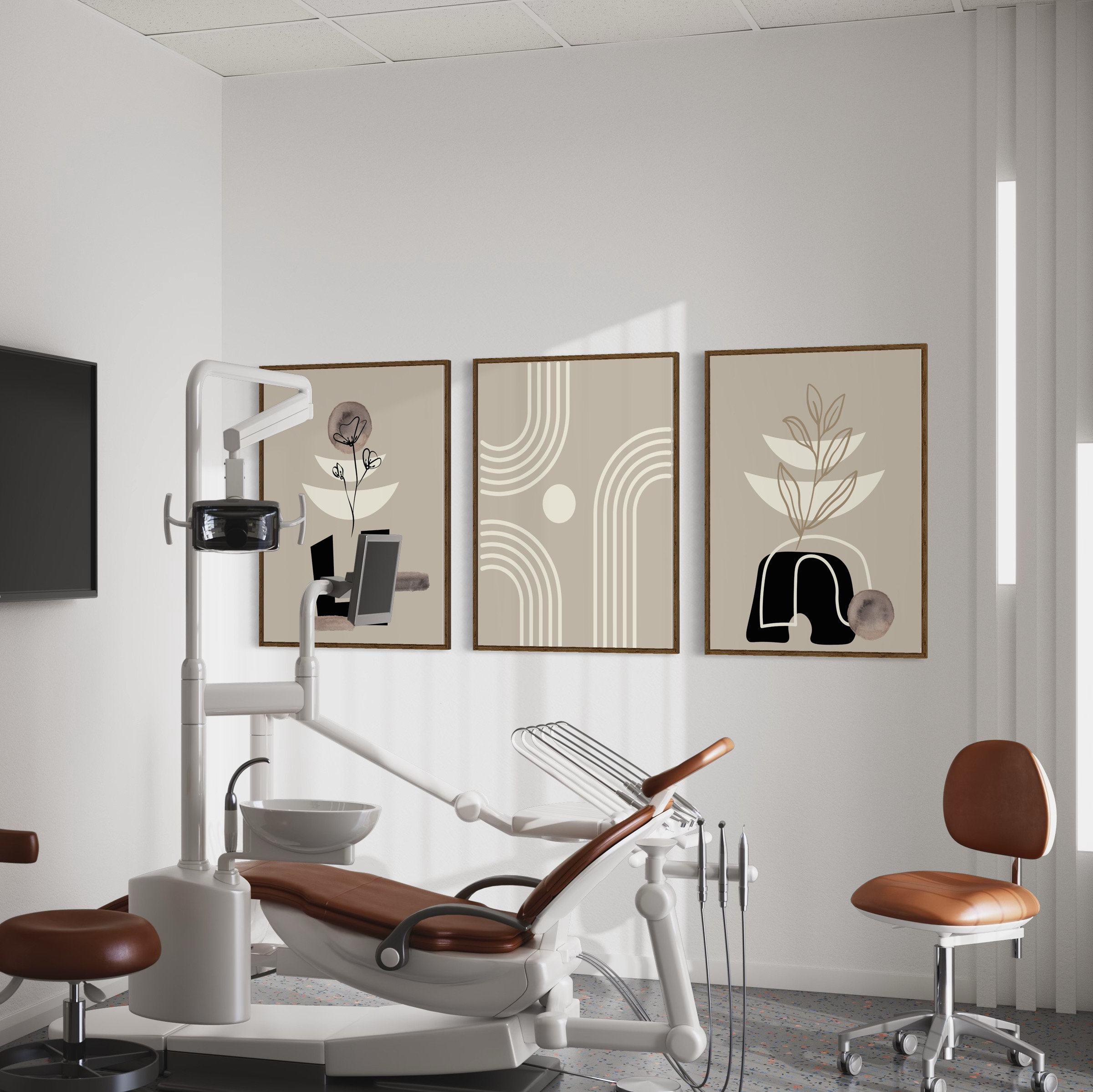 Printable Black Beige Mid Century Modern Wall Art Set of 3 Prints ...