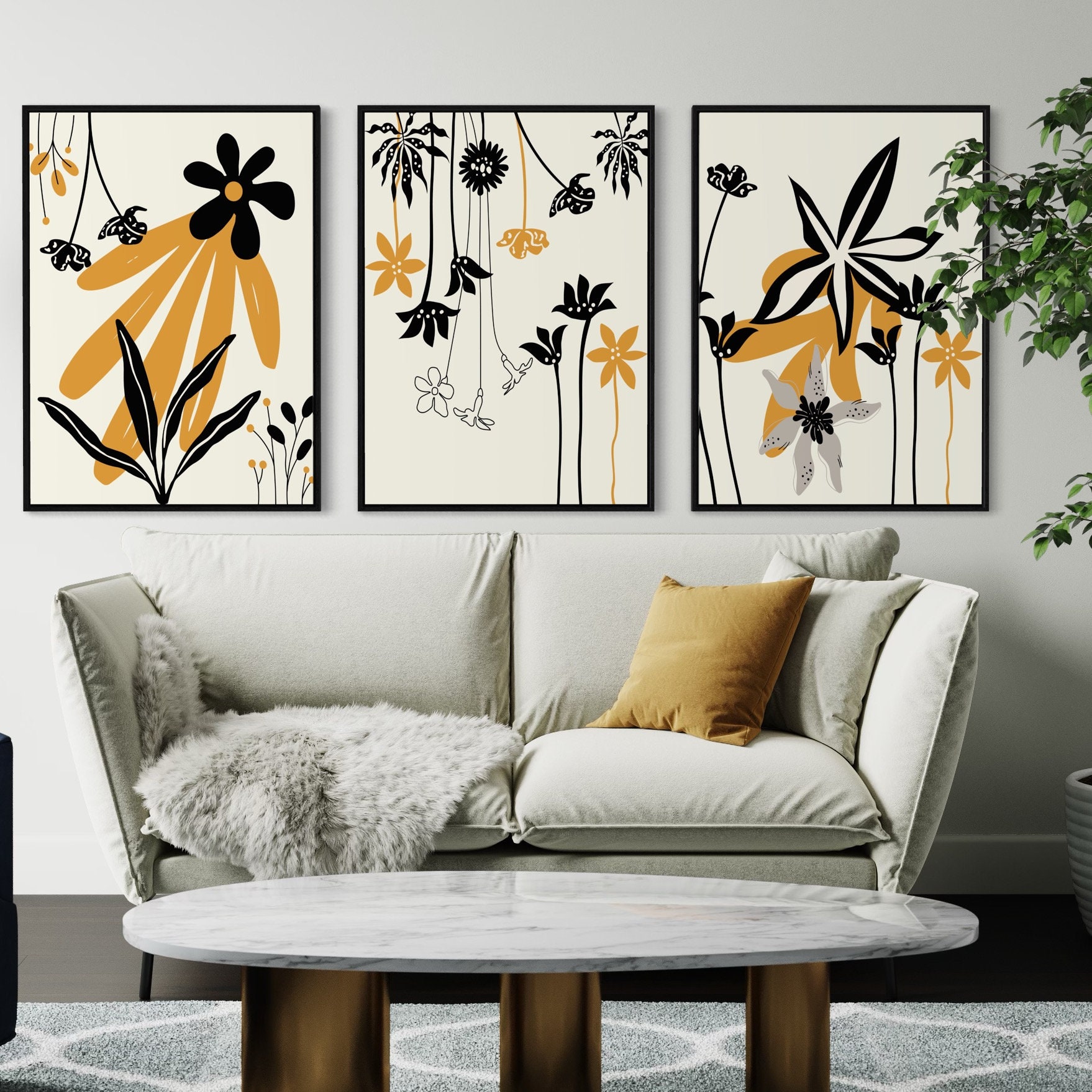Modern Abstract Wall Art Prints, Modern Wall Decor, Set of 3 Prints ...
