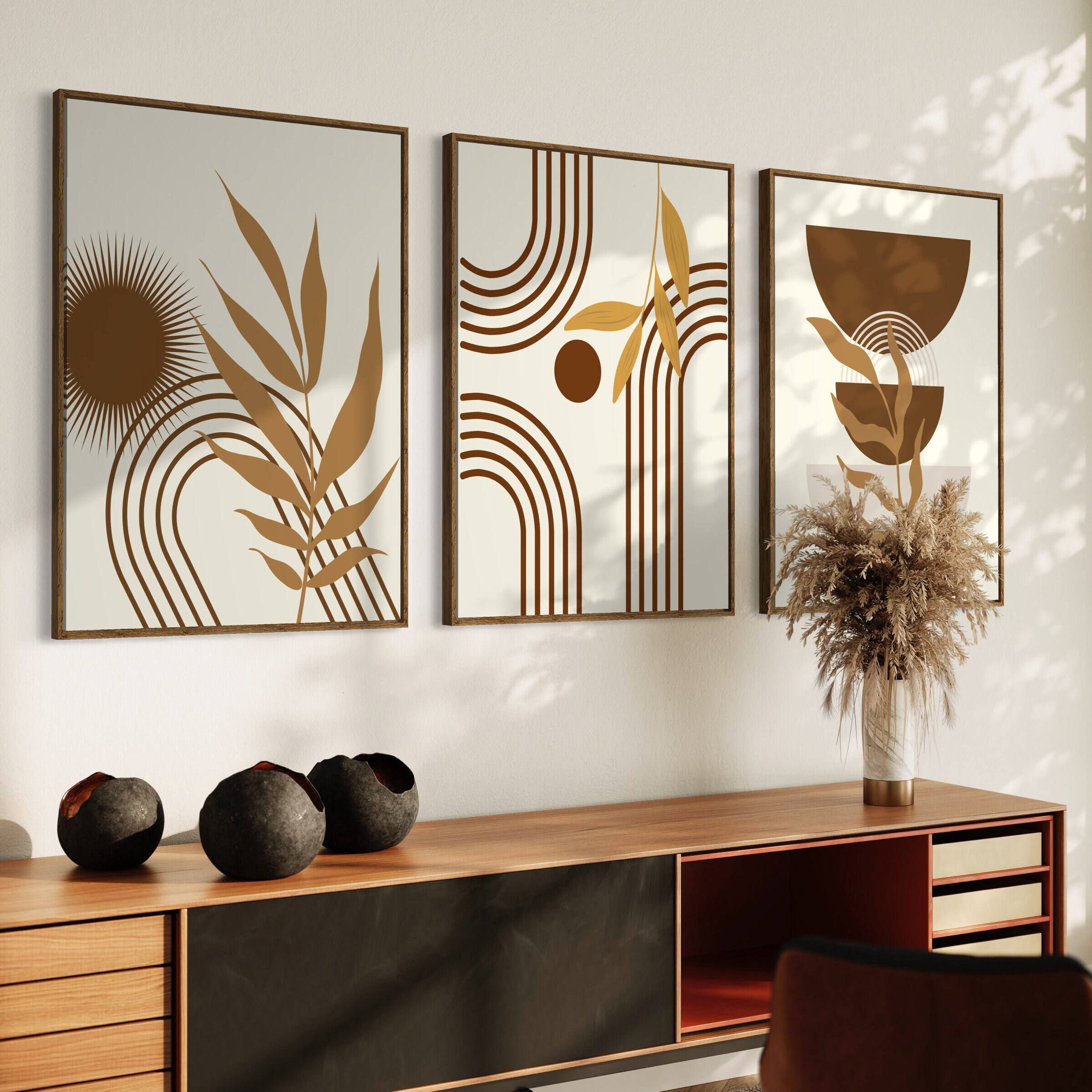 Boho Wall Art, Boho Art Prints Set of 3, Printable Art, Boho Rainbow ...