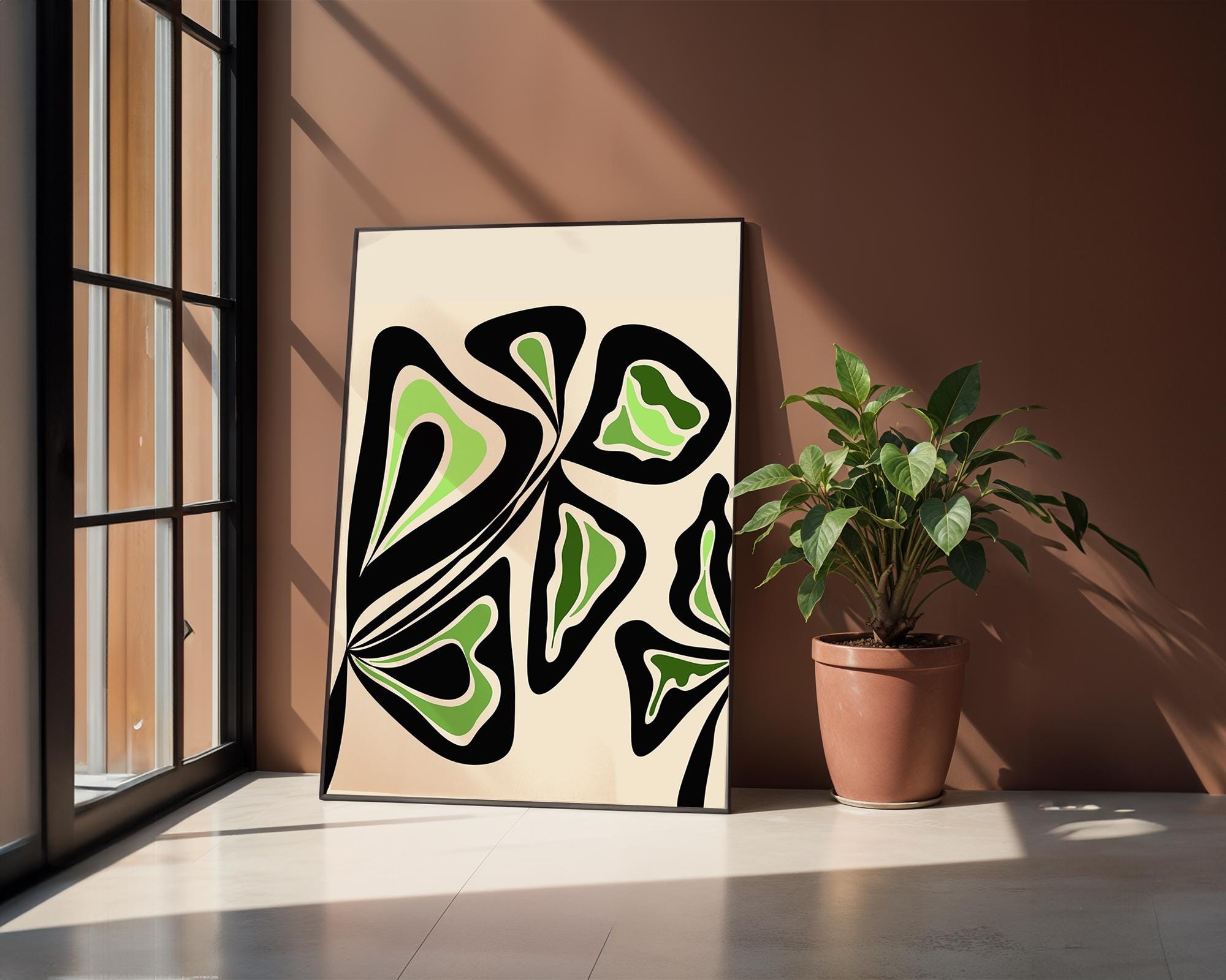Abstract Botanical Art Floral Modern Flower Wall Art Botanical Bedroom ...