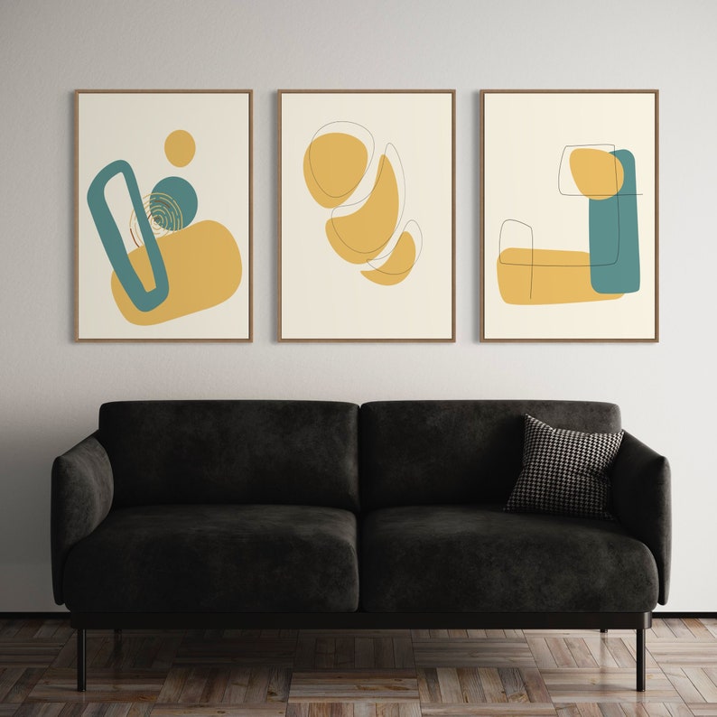 Mid Century Modern Art Prints Set of 6, Modern Wall Art Decor, Boho ...