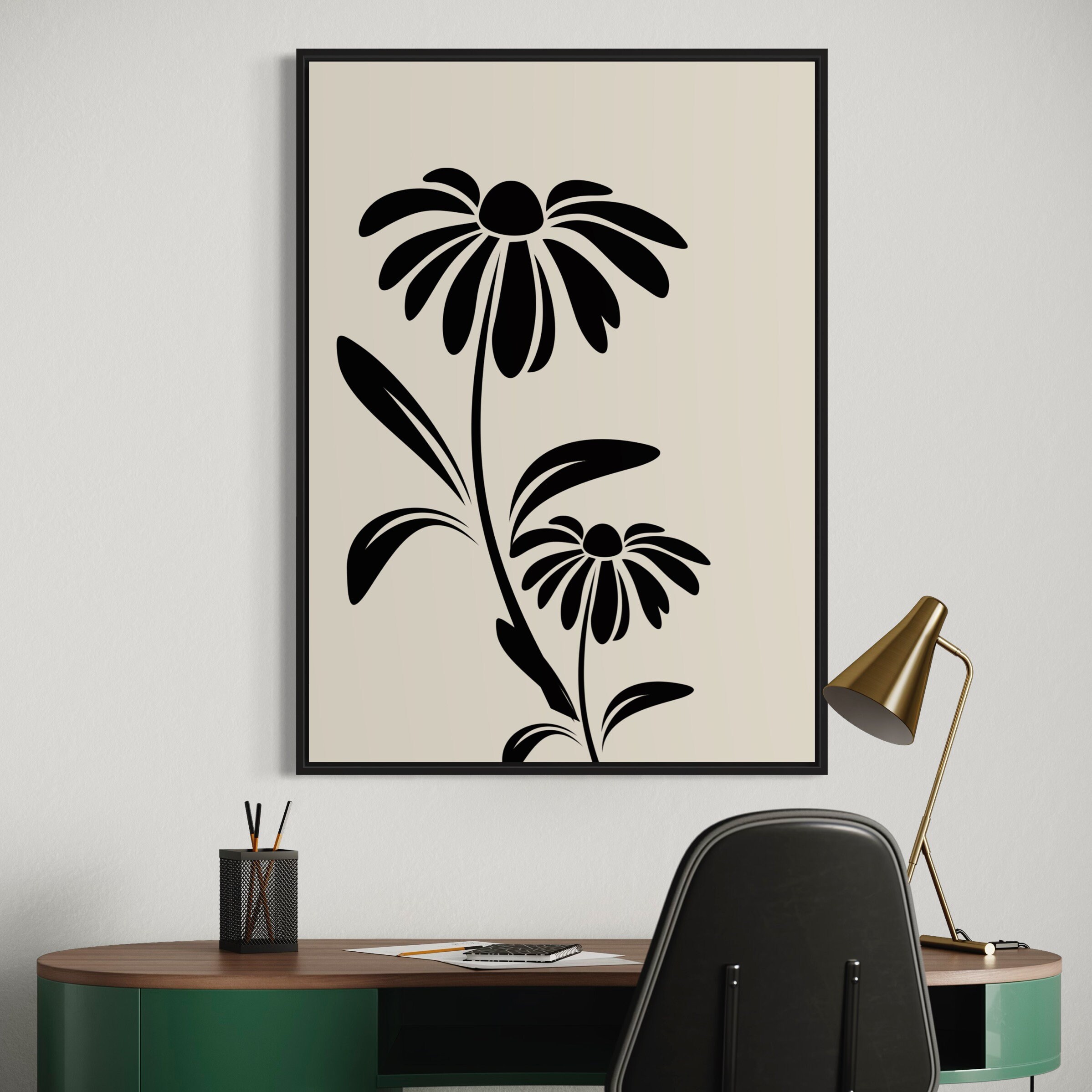 Abstract Botanical Digital Download, Beige Black Wall Art, Botanical ...