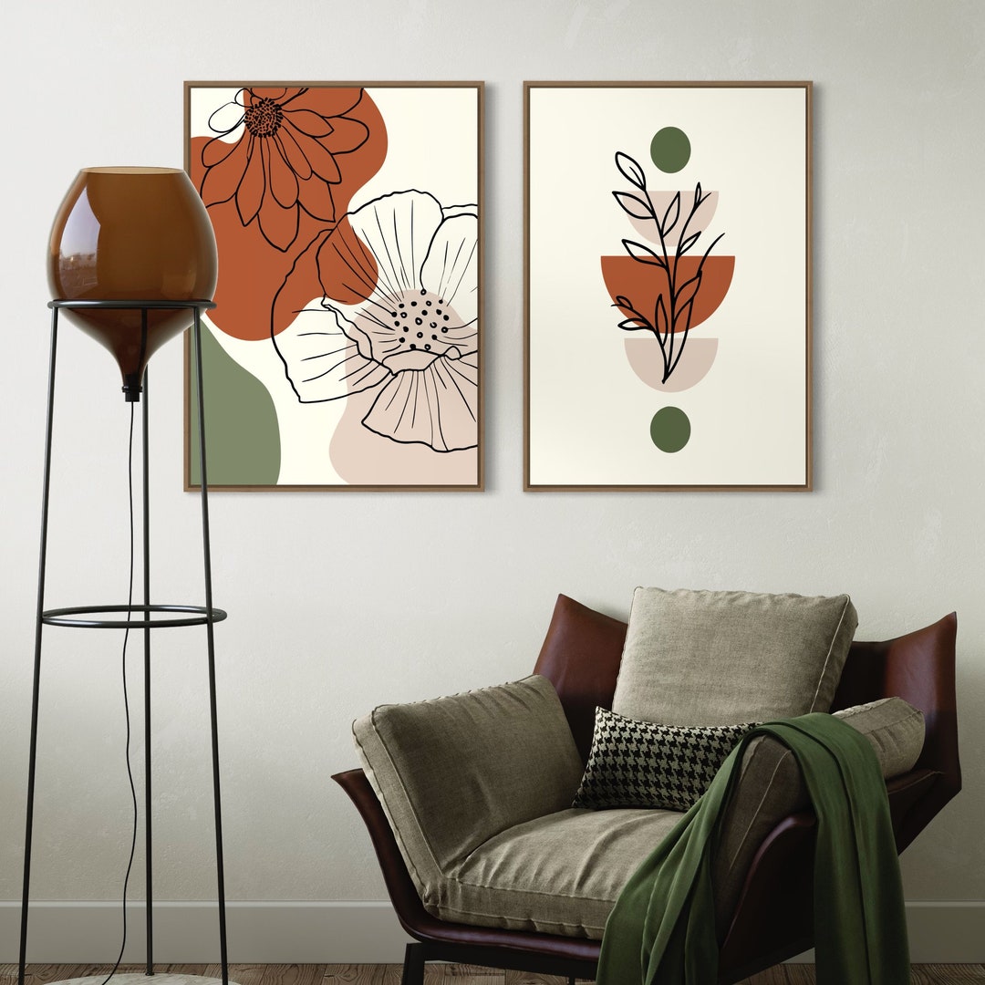 Boho Abstract Wall Art Prints, Boho Wall Decor, Set of 2 Prints, Boho ...