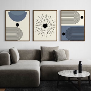 Mid Century Art Prints Set of 3, Neutral Modern Wall Art Decor, Boho ...