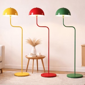 Lámpara de pie escandinava retro | Lámpara de pie de diseño danés | Iluminación moderna para salón | Decoración vintage elegante | Lámpara de dormitorio elegante