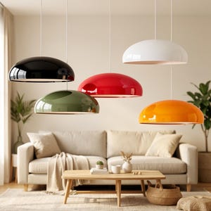 Lámpara colgante Bauhaus – Diseño italiano vintage retro minimalista en blanco, naranja, verde, rojo y negro, lámpara de araña retro