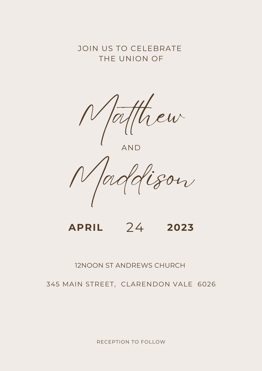 Simple Wedding Invitation Etsy