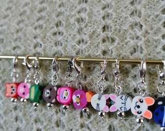 Lot 6/10/15/20 marqueurs de maille perle en argile animaux mignons, marqueurs de points, accessoire tricot, accessoire crochet