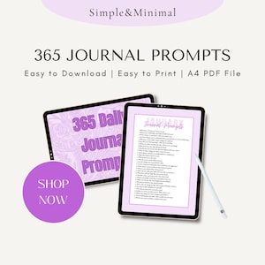 365 Daily Journal Prompts: Self-Care & Mindfulness (PDF Download A4 Size)