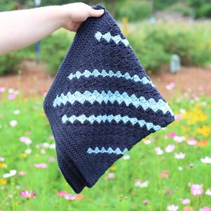 Navy Blue Crochet Baby Blanket